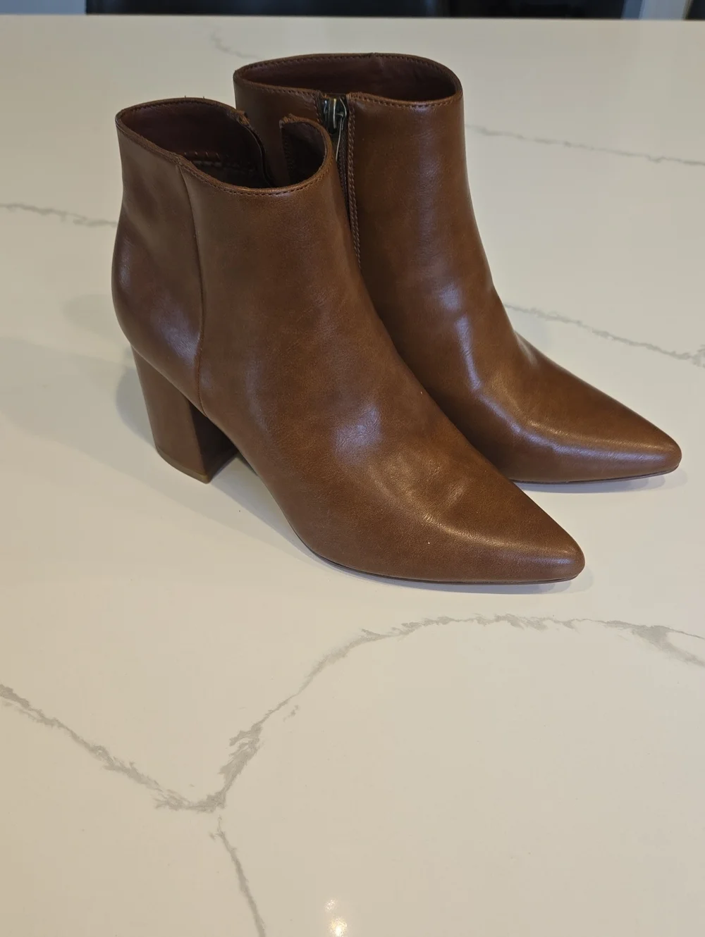 Brown Women's Leather Ankle Booties - Classic Pointed Toe